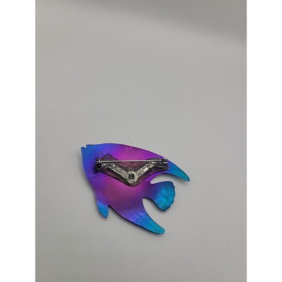 Vintage Brooch Pin Fish Purple Blue Ocean  School Jewelry Costume - Picture 12 of 16